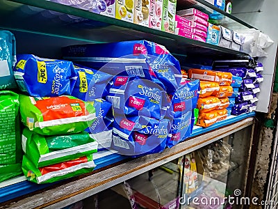 Chennai, Tamilnadu, India - Januaryâ€Ž â€Ž5â€Žth â€Ž2021: Sanitary Napkins Packets In Local Supermarket. Selling Sanitary Napkin Editorial Stock Photo